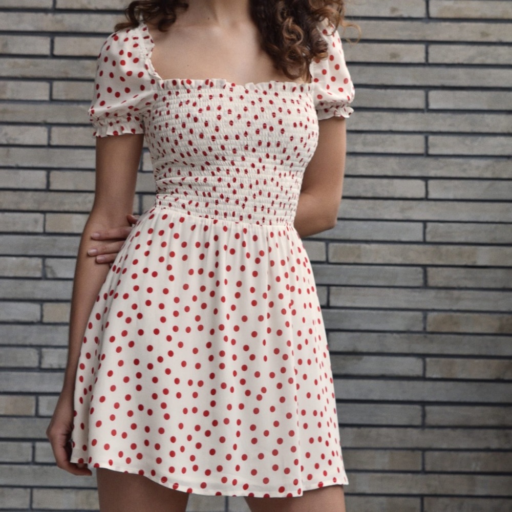 Beautiful reformation orangina dress, red polka dots! New with tags!